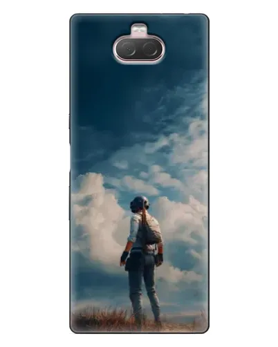Чехол для Sony Xperia 10 с картинкой «Герой PUBG на скале»