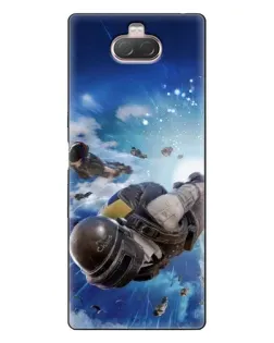 Чехол для Sony Xperia 10 с картинкой «Десант PUBG — прыжок»
