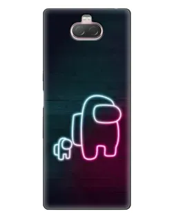 Чехол для Sony Xperia 10 с картинкой «Among Us неон-арт»