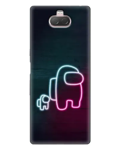 Чехол для Sony Xperia 10 с картинкой «Among Us неон-арт»