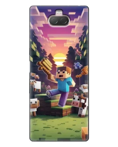 Чехол для Sony Xperia 10 с картинкой «Стив на ферме»