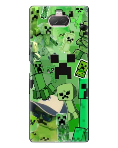 Чехол для Sony Xperia 10 с картинкой «Криперы Minecraft»