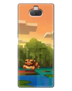 Чохол для Sony Xperia 10 з картинкою «Майнкрафт захід сонця»