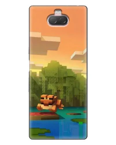 Чехол для Sony Xperia 10 с картинкой «Майнкрафт закат солнца»