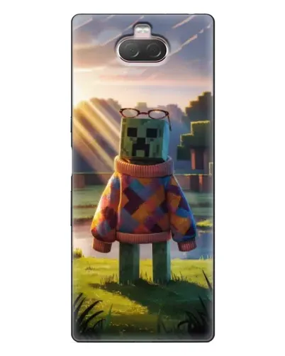 Чехол для Sony Xperia 10 с картинкой «Крипер в свитере»