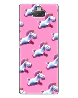 Чехол для Sony Xperia 10 с картинкой «Единороги на розовом»