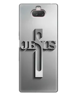Чохол для Sony Xperia 10 з картинкою «Металевий хрест Jesus»