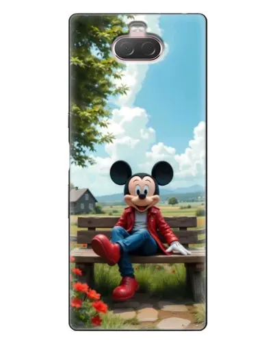 Чехол для Sony Xperia 10 с картинкой «Микки на скамейке»