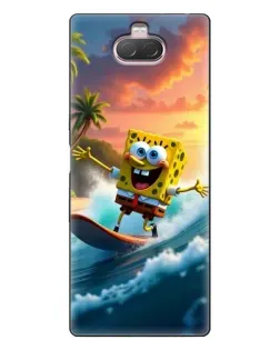 Чехол для Sony Xperia 10 с картинкой «Губка Боб серфингист»