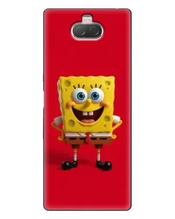 Чехол для Sony Xperia 10 с картинкой «Спанч Боб на красном»