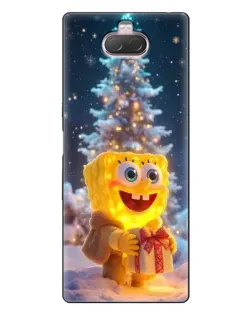 Чехол для Sony Xperia 10 с картинкой «Рождественский Спанч Боб»