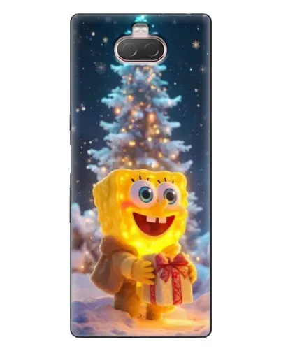 Чехол для Sony Xperia 10 с картинкой «Рождественский Спанч Боб»