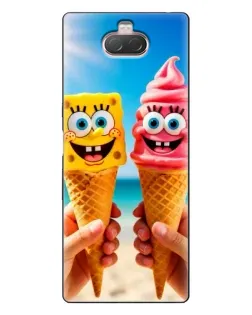 Чехол для Sony Xperia 10 с картинкой «Спанч Боб мороженое»