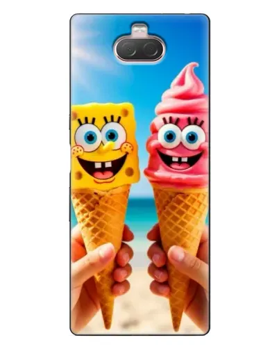 Чехол для Sony Xperia 10 с картинкой «Спанч Боб мороженое»