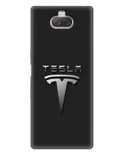 Чохол для Sony Xperia 10 з картинкою «Сталевий логотип Tesla»