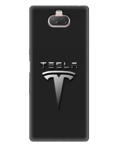 Чохол для Sony Xperia 10 з картинкою «Сталевий логотип Tesla»