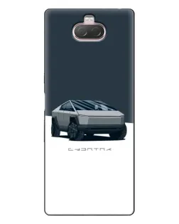 Чохол для Sony Xperia 10 з картинкою «Сріблястий Cybertruck Tesla»