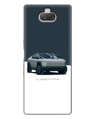 Чохол для Sony Xperia 10 з картинкою «Сріблястий Cybertruck Tesla»