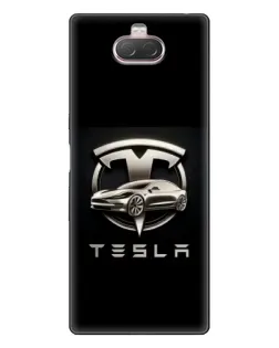 Чохол для Sony Xperia 10 з картинкою «Tesla — срібне авто»