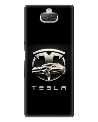 Чохол для Sony Xperia 10 з картинкою «Tesla — срібне авто»