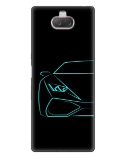 Чохол для Sony Xperia 10 з картинкою «Блакитний силует Lamborghini»