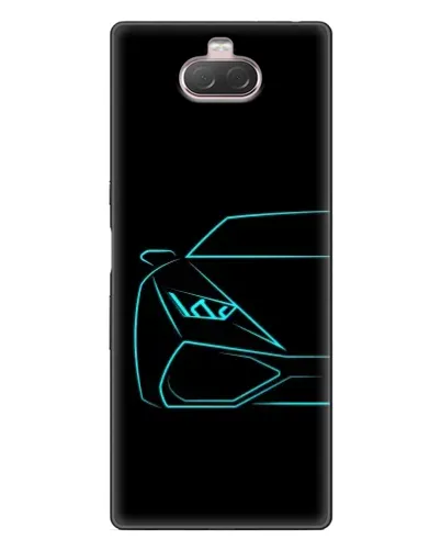 Чохол для Sony Xperia 10 з картинкою «Блакитний силует Lamborghini»