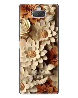 Чохол для Sony Xperia 10 з картинкою «Бежевий флористичний декор»