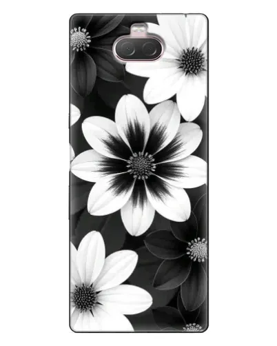 Чохол для Sony Xperia 10 з картинкою «Монохромні айстри»
