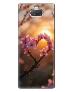 Чохол для Sony Xperia 10 з картинкою «Рожевий цвіт  сердечко на тлі заходу»
