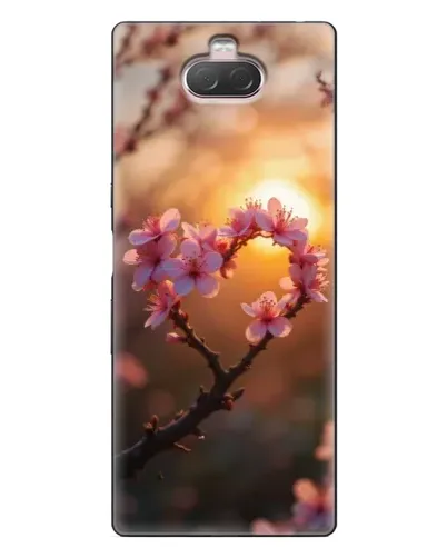 Чохол для Sony Xperia 10 з картинкою «Рожевий цвіт  сердечко на тлі заходу»