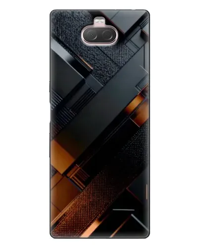 Чехол для Sony Xperia 10 с картинкой «Черные геометрические блоки»