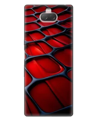 Чехол для Sony Xperia 10 с картинкой «Красная глянцевая сетка»