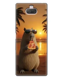 Чохол для Sony Xperia 10 з картинкою «Капібара з піцою»