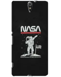 Чехол для Sony Xperia C5 Ultra (E5533, E5563, E5506, E5553) с картинкой «NASA — шагаем по Луне»