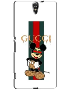 Чехол для Sony Xperia C5 Ultra (E5533, E5563, E5506, E5553) с картинкой «Микки Маус Gucci — полосы»