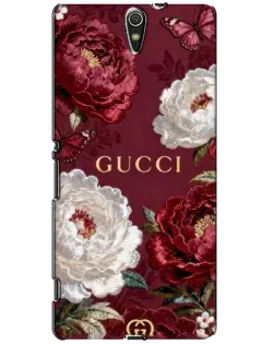 Чехол для Sony Xperia C5 Ultra (E5533, E5563, E5506, E5553) с картинкой «Gucci — бордовые розы»