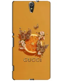 Чехол для Sony Xperia C5 Ultra (E5533, E5563, E5506, E5553) с картинкой «Gucci — золотые бабочки»