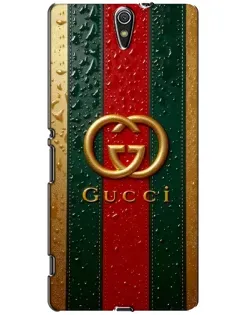 Чехол для Sony Xperia C5 Ultra (E5533, E5563, E5506, E5553) с картинкой «Gucci — фирменная полоса и золото»