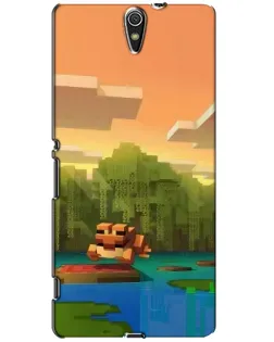 Чехол для Sony Xperia C5 Ultra (E5533, E5563, E5506, E5553) с картинкой «Майнкрафт закат солнца»