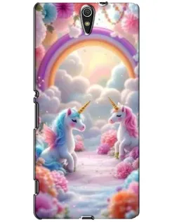 Чехол для Sony Xperia C5 Ultra (E5533, E5563, E5506, E5553) с картинкой «Радуга и единороги»