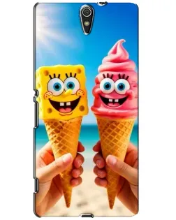 Чехол для Sony Xperia C5 Ultra (E5533, E5563, E5506, E5553) с картинкой «Спанч Боб мороженое»
