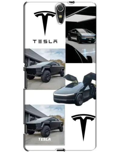 Чехол для Sony Xperia C5 Ultra (E5533, E5563, E5506, E5553) с картинкой «Коллаж Cybertruck Tesla»