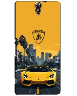 Чехол для Sony Xperia C5 Ultra (E5533, E5563, E5506, E5553) с картинкой «Желтый Lamborghini город»
