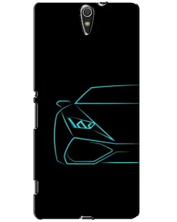 Чехол для Sony Xperia C5 Ultra (E5533, E5563, E5506, E5553) с картинкой «Голубой силуэт Lamborghini»
