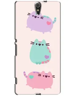 Чехол для Sony Xperia C5 Ultra (E5533, E5563, E5506, E5553) с картинкой «Pusheen трио»