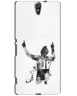 Чехол для Sony Xperia C5 Ultra (E5533, E5563, E5506, E5553) с картинкой «Черно-белый силуэт Месси»
