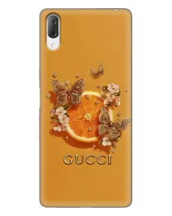 Чехол для Sony Xperia L3 с картинкой «Gucci — золотые бабочки»