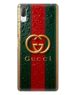 Чехол для Sony Xperia L3 с картинкой «Gucci — фирменная полоса и золото»