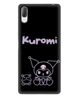 Чехол для Sony Xperia L3 с картинкой «Kuromi — черный минимализм»