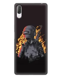 Чехол для Sony Xperia L3 с картинкой «PUBG — огненный силуэт»